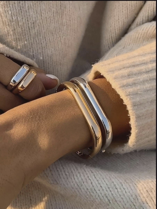 Jewelry - Gold and Silver Mixed Metal Sculptural Cuff Bracelets
